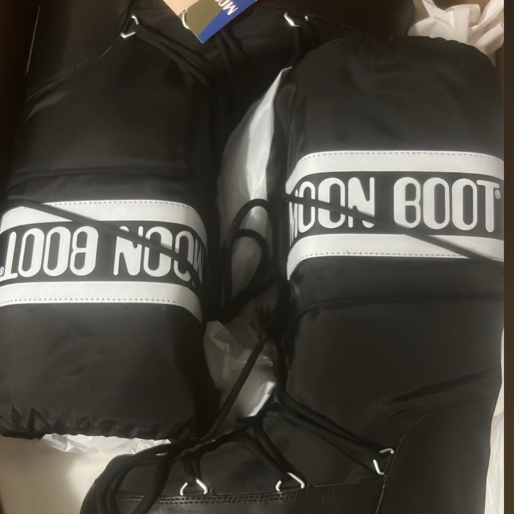 Authentic Moon Boot Black and White Snow Boots